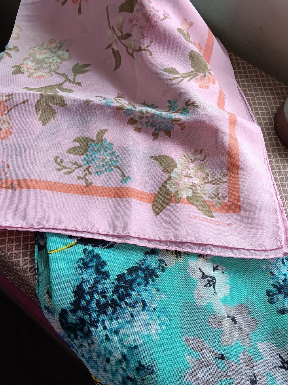 2 scarves, Liz Claiborne Pink & A Teal Floral, Nwots